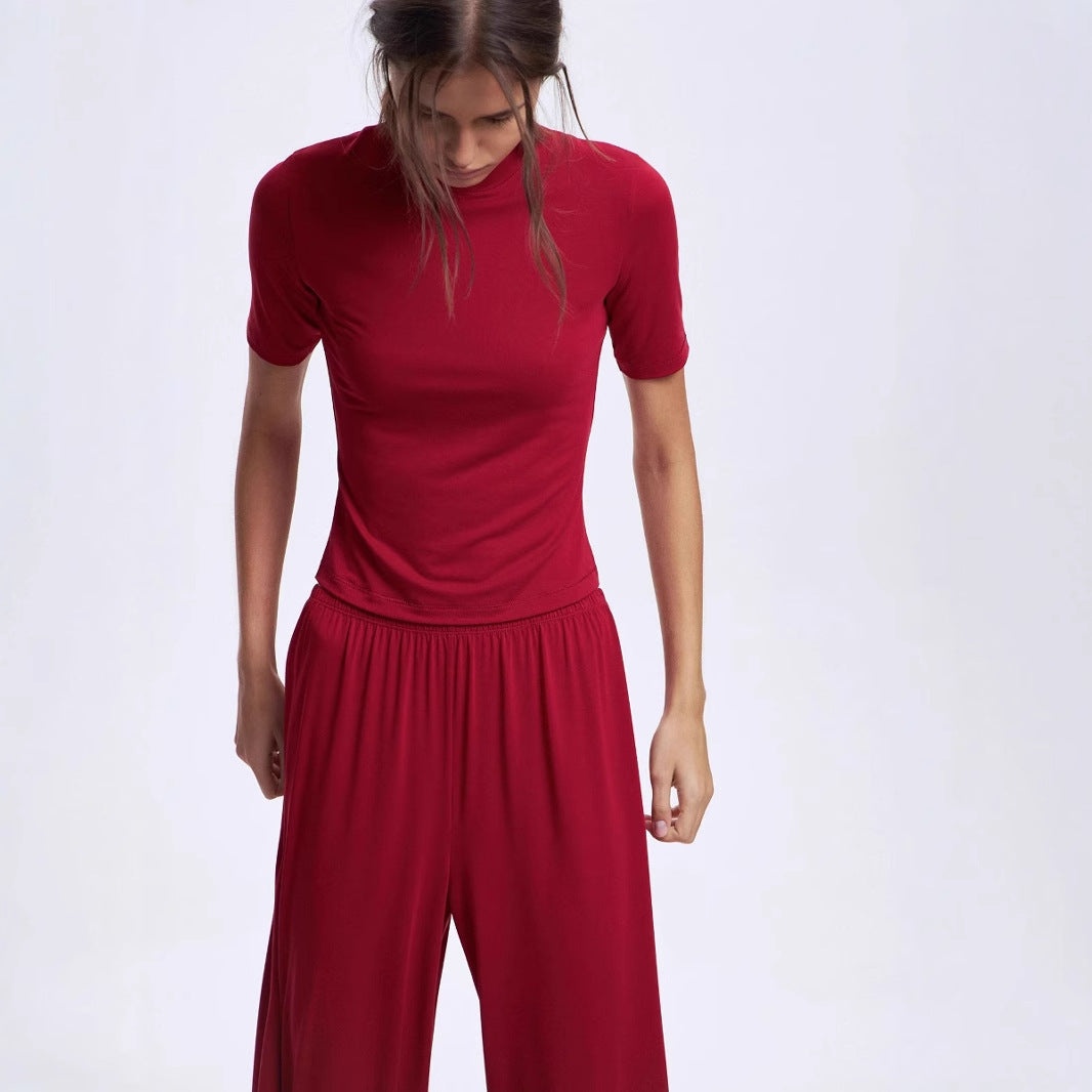Soft and Comfortable Round Neck Short Sleeve Top Leggings