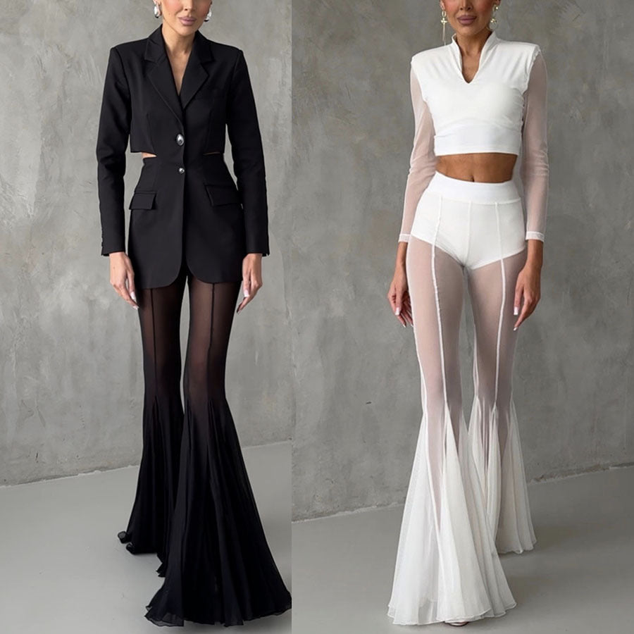 Elastic Fitted Flare Pants INS Loose Fashion Holiday Trousers