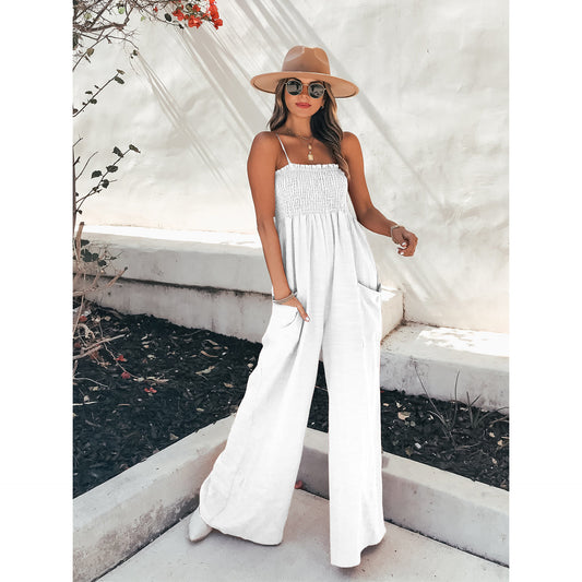 Sexy Strapless Loose Casual Jumpsuit Style Summer Vacation Wide Leg Jumpsuit