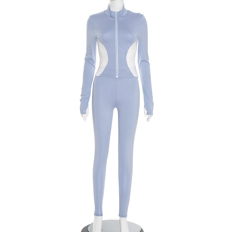 Color blocked jacket and pants set
