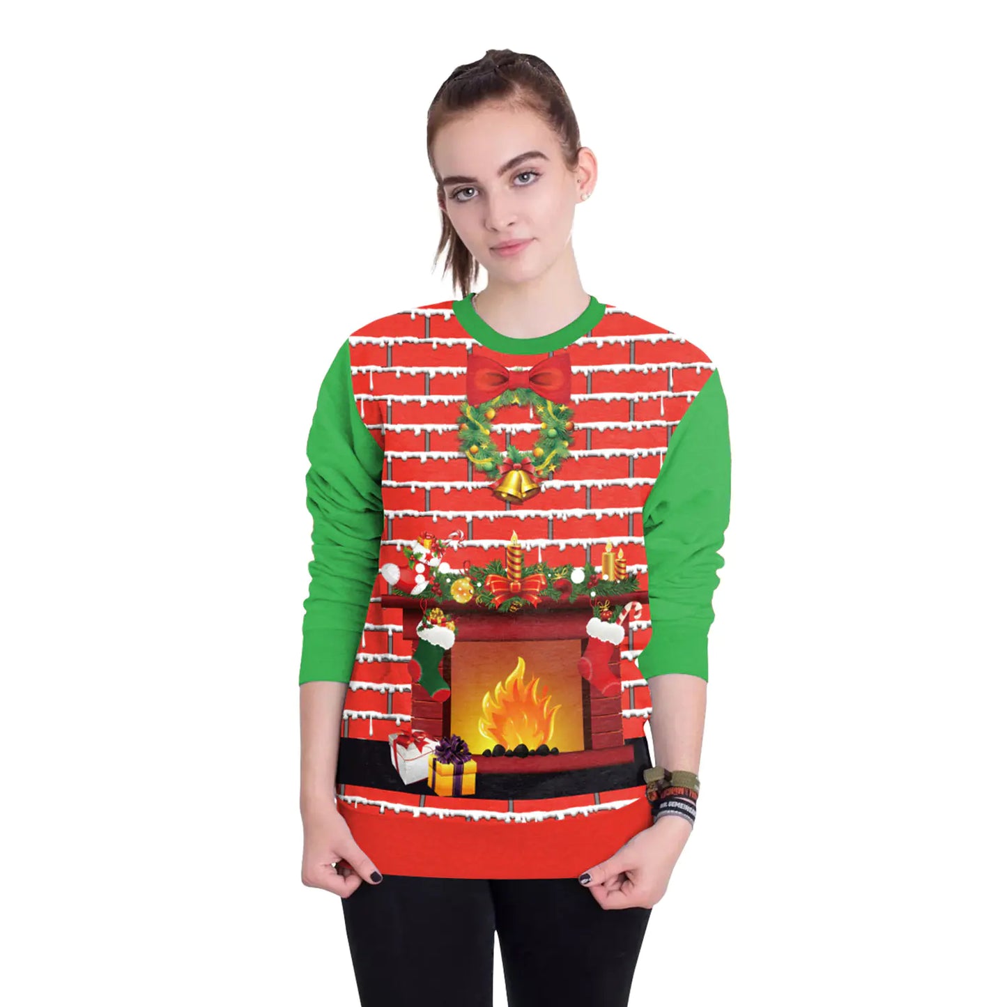 3D Digital Printed Women's Christmas Pullover Sweatshirt