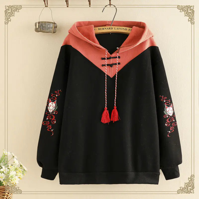 Cute Japanese Girl Heart Sweater with Thick Velvet