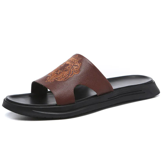 Cowhide Leather Flip-Flop Summer Beach Sandals