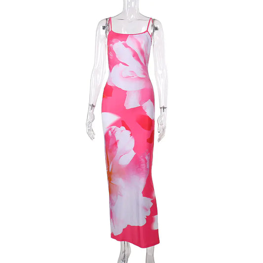 Fashion Print Slip Dress in European and American Style