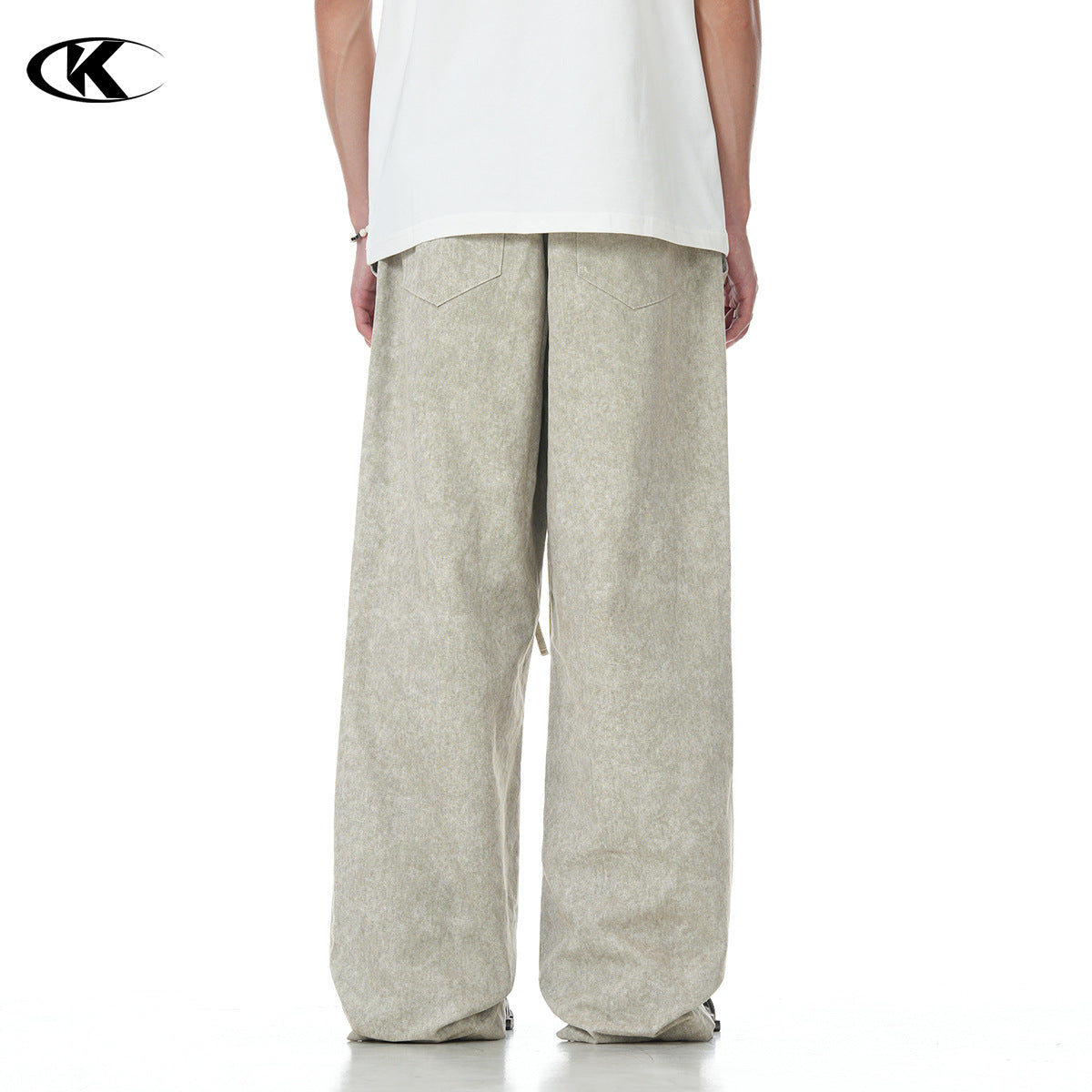 Retro Loose Fit Slimming Trendy Distressed Three-Dimensional Straight Leg Long Pants