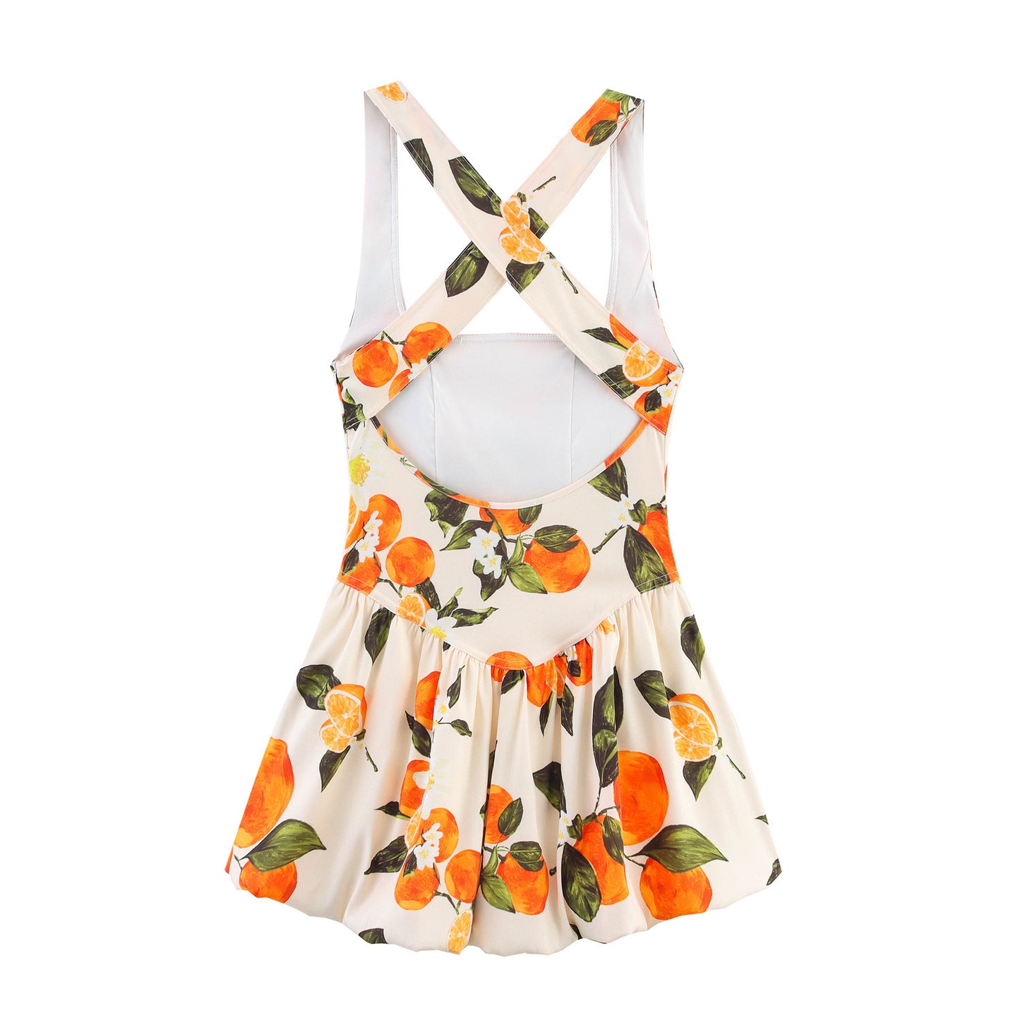 Low neck fruit patterned camisole dress for women