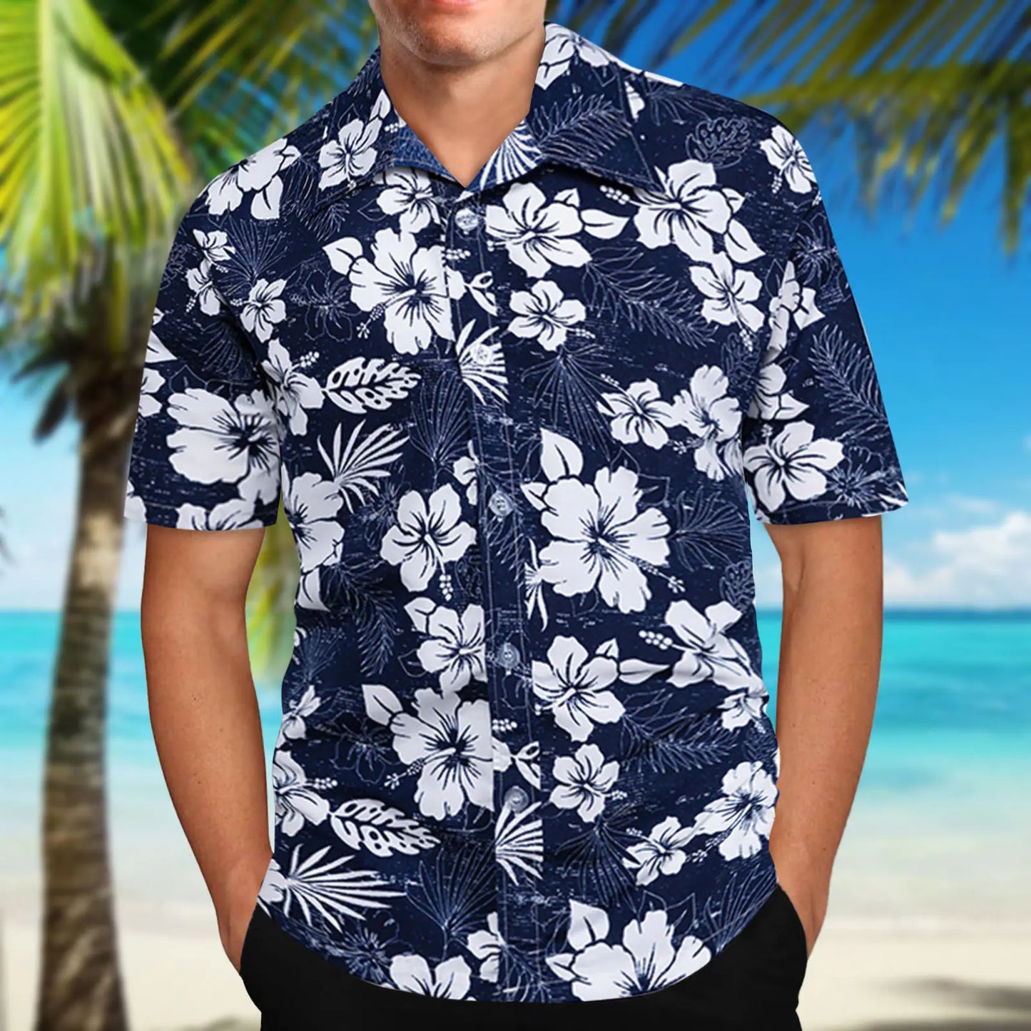 Men's Retro Hawaiian Flower Casual Short-Sleeved Shirt
