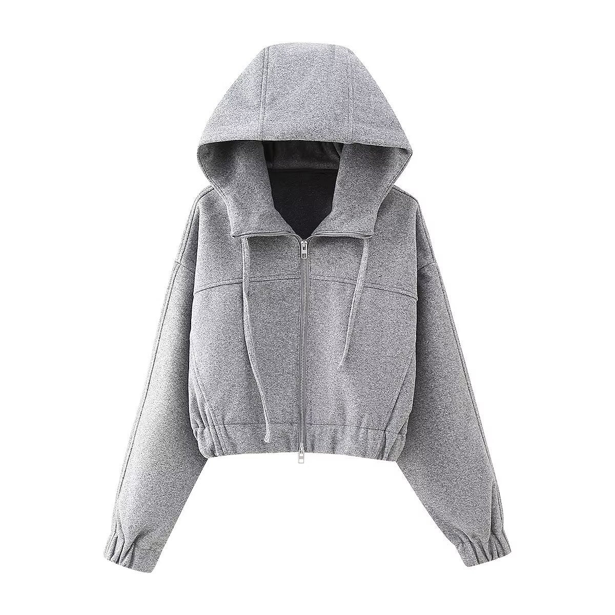 Fashionable Casual Hooded Zip-Up Sweatshirt Jacket + Shorts