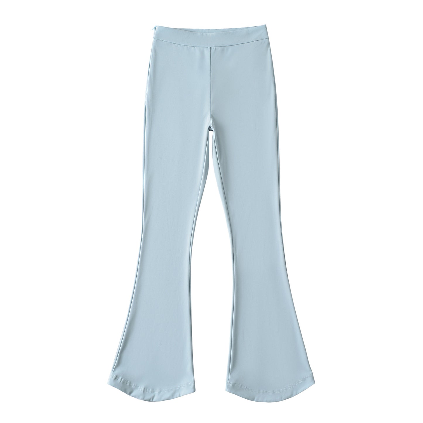 Fake two and a half zipper pleated tops+low waisted horseshoe micro flared pants