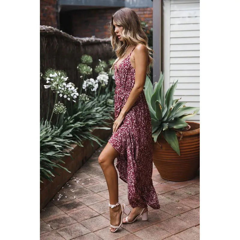 Floral Print Spaghetti Strap Maxi Dress