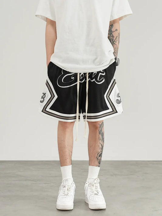 Embroidered Mesh Basketball Shorts for Heavy Industry