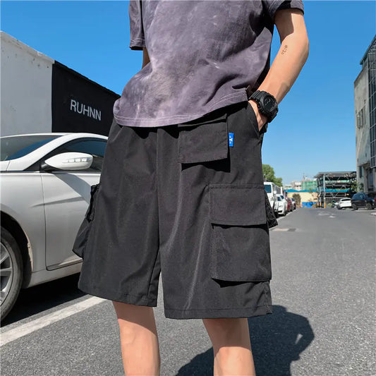 Men's Multi-Pocket Cargo Shorts - Straight Loose Fit