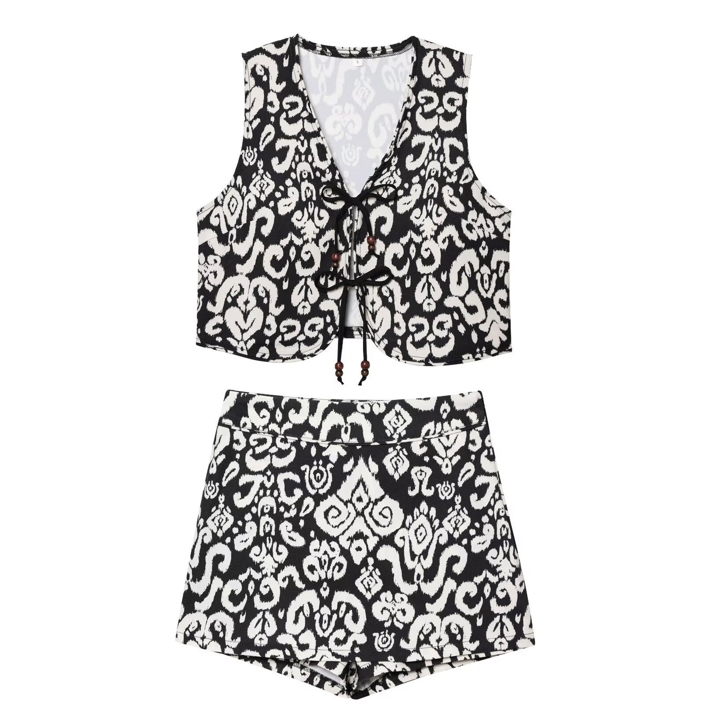 Women's Printed Tank Top + Skirt Pants Set