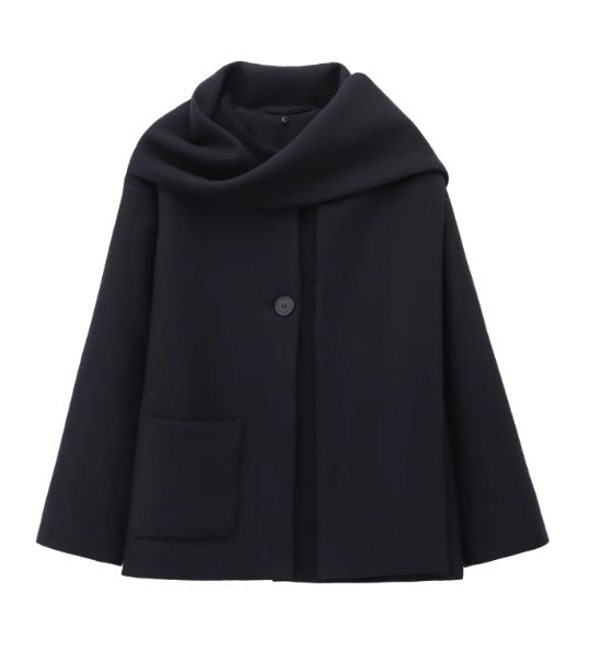 Women's Fashion Casual Blended Fabric Coat with Scarf