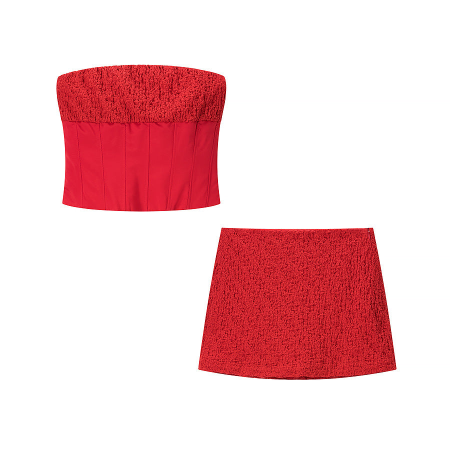 Women's Strapless Boned Short Top Mini Skirt