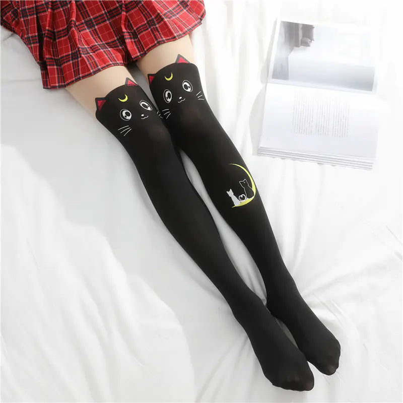 Cute Japanese Over-Knee Socks with Butterfly Design