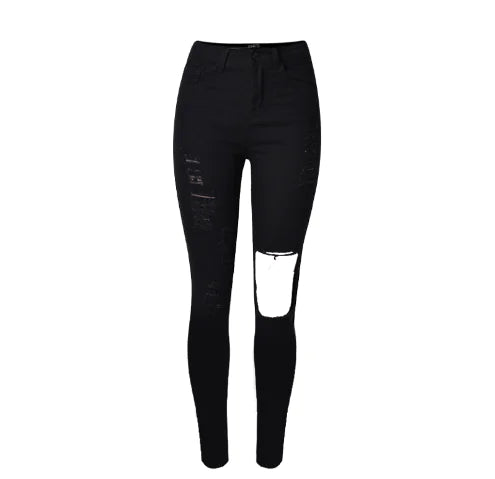 Black Ripped Slim Fit Skinny Jeans with Distressed Pockets
