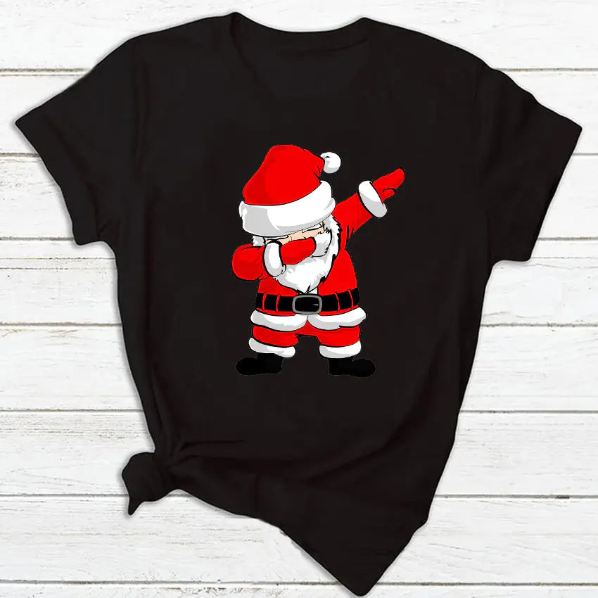 New Christmas Print Short-Sleeved Women's Top