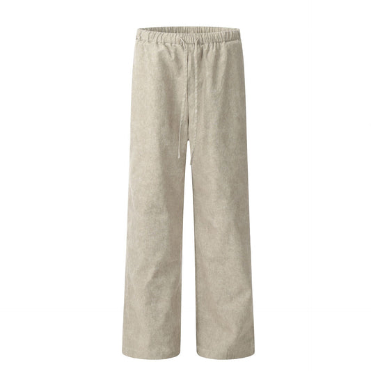 Retro Loose Fit Slimming Trendy Distressed Three-Dimensional Straight Leg Long Pants