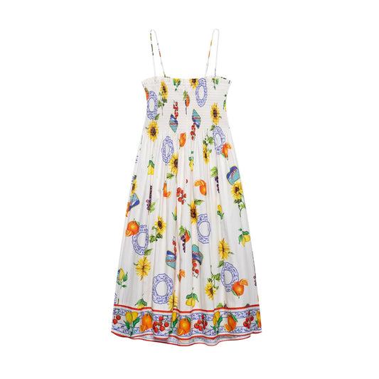 Low collar printed camisole dress for women