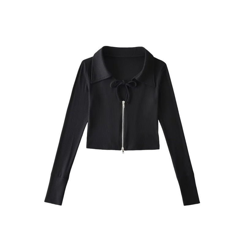 Deep V-neck zipper sports jacket
