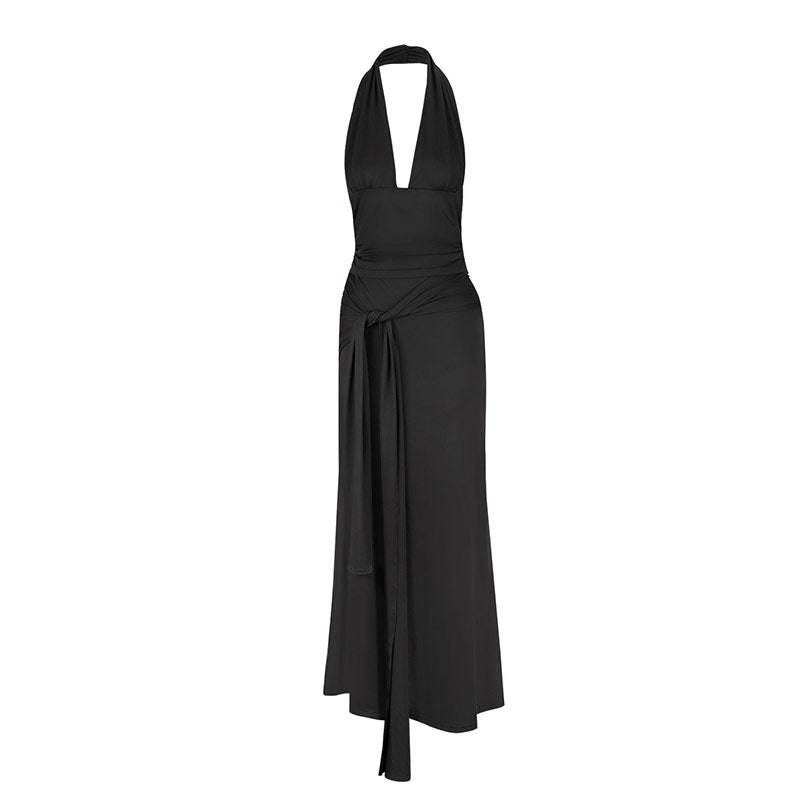 Sexy Off-the-Shoulder Waist-Cinching Top with Belt and Long Fitted Skirt