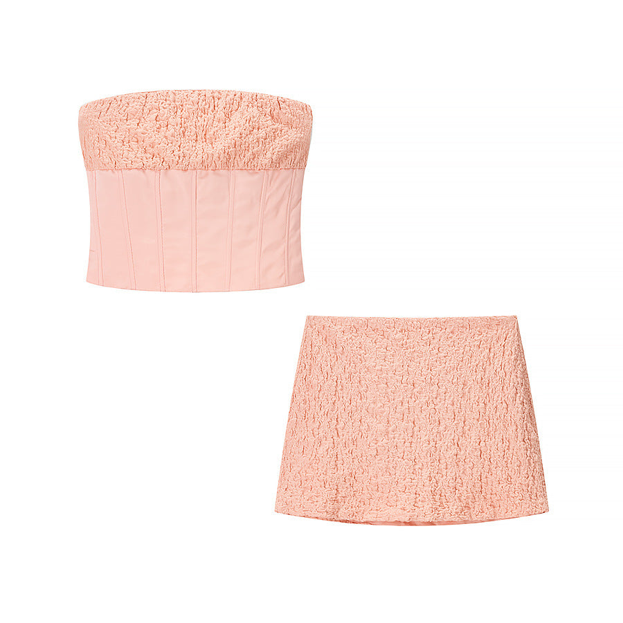 Women's Strapless Boned Short Top Mini Skirt