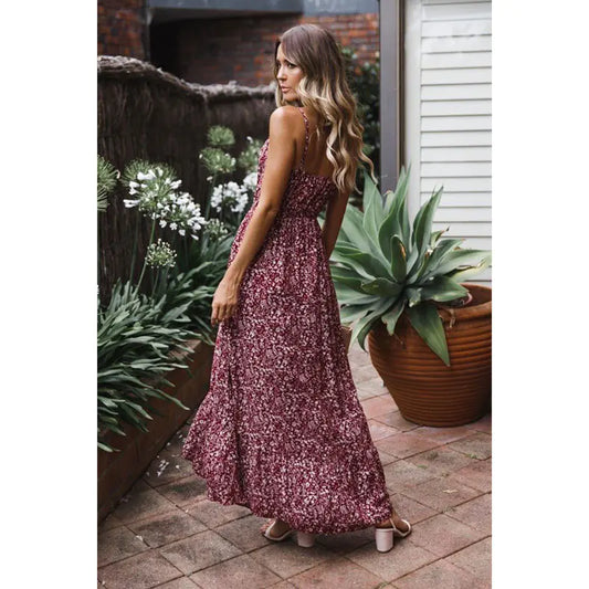 Floral Print Spaghetti Strap Maxi Dress