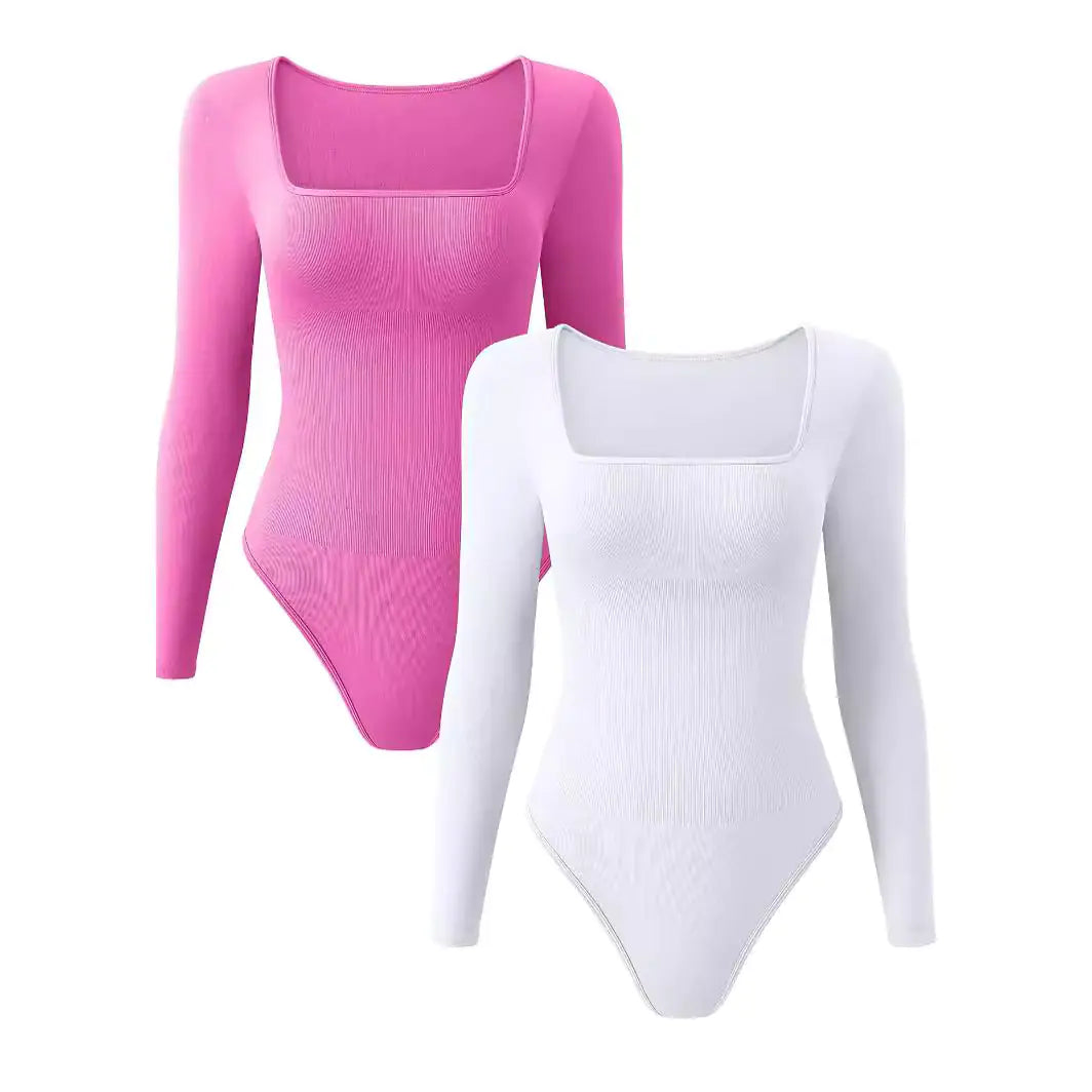 2024 Women's Multicolor Long Sleeve Knit Bodysuit
