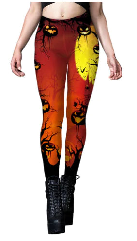 Women's Halloween Bat Print Elastic Leggings