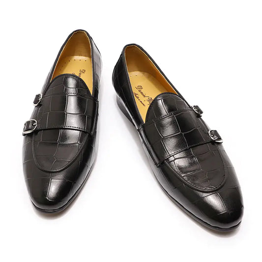 Men's Casual Leather Slip-On Shoes with Stone Pattern