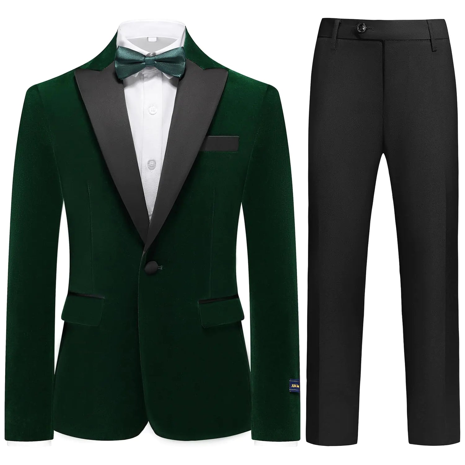 Boys Velvet Tuxedo Suit for Boys Green Slim Fit Formal Wedding Outfit Suit Size 8 9 Kids 2 Piece Tuxedo Blazer Suit Set
