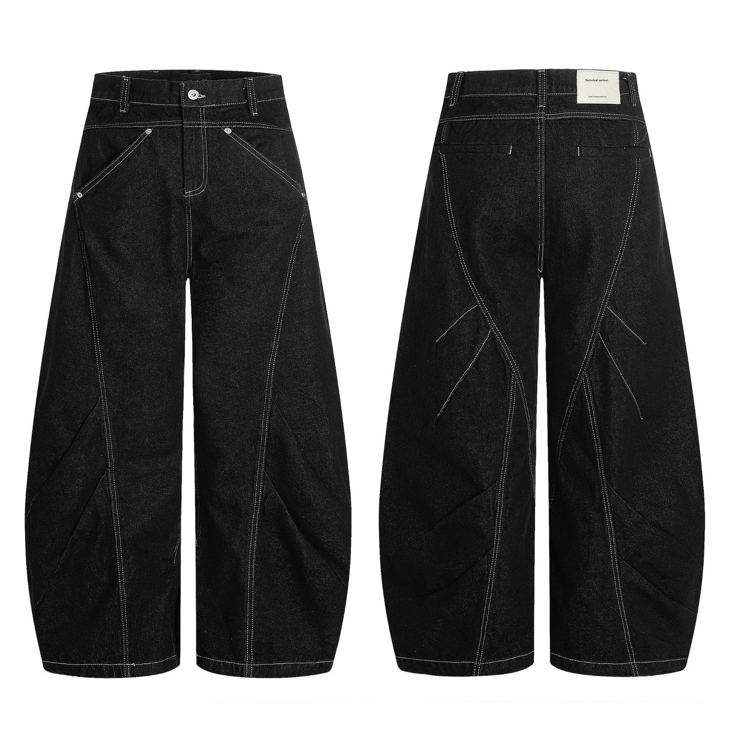 Jeans for Men and Women with Topstitching Design Slim Fit Trendy Loose Casual Wide Leg Long Pants