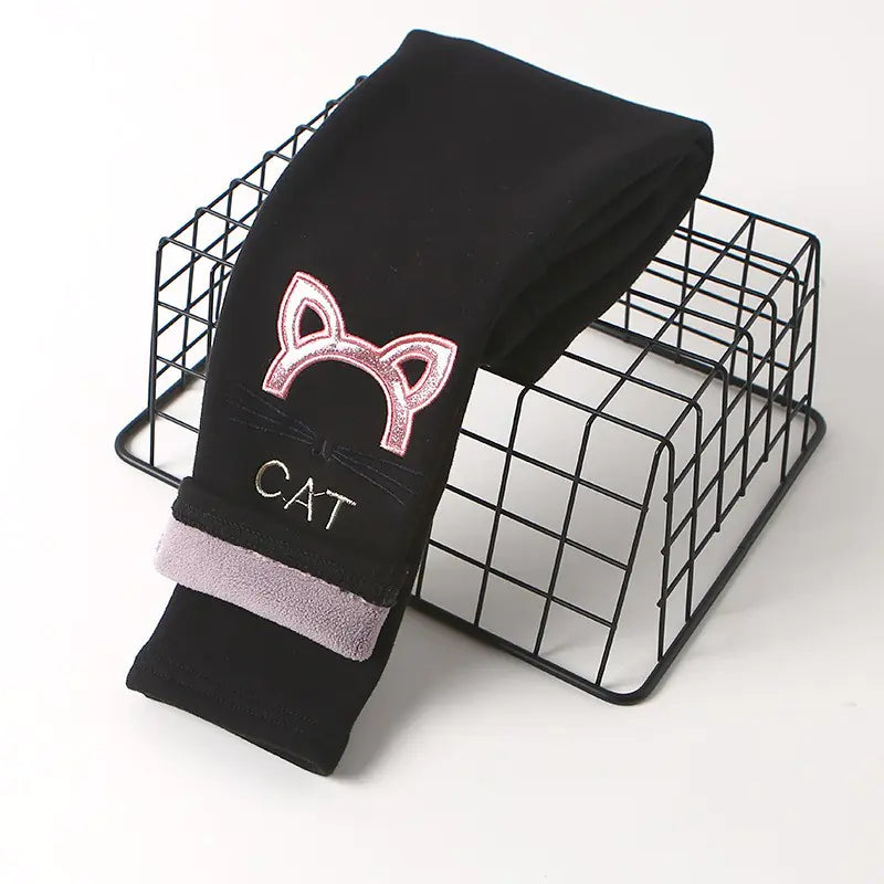 Cartoon Kitten Embroidery Baby Trousers for Kids