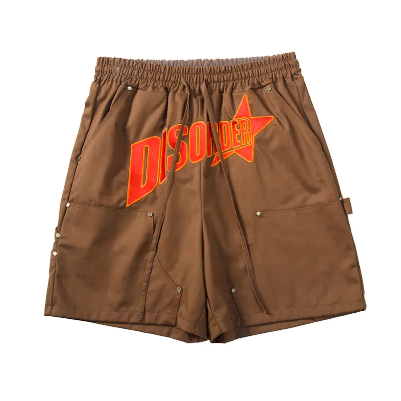 Embroidered Heavy Industry Casual Loose Shorts