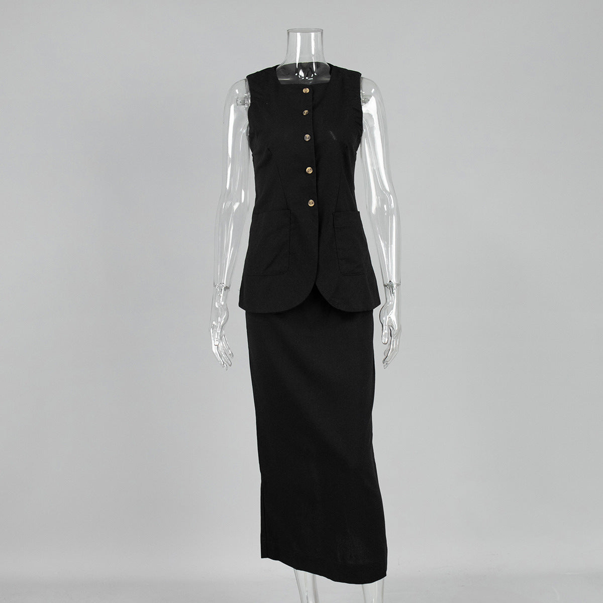 Vest High-Waist Skirt Set Linen Casual Suit for Women