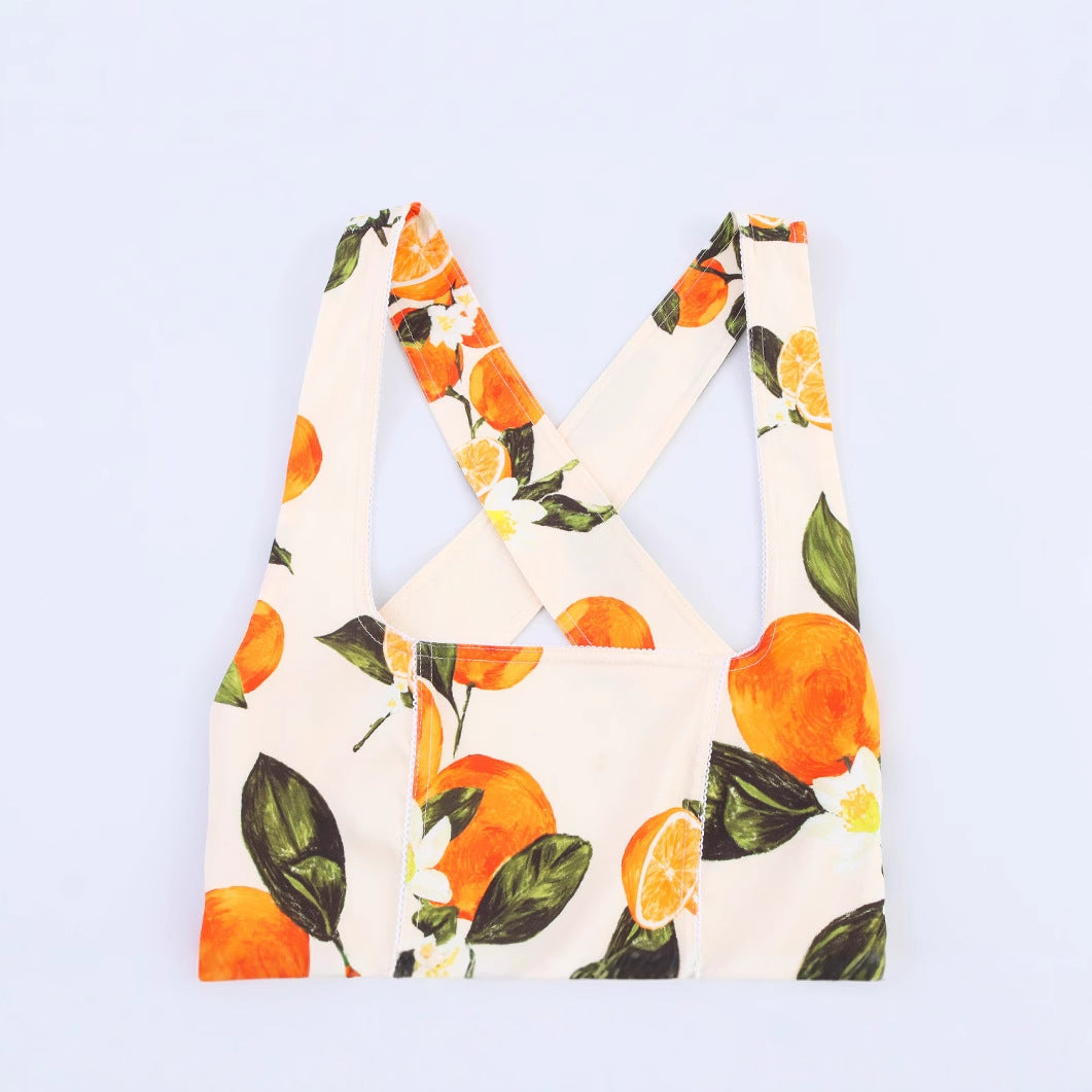 Low neck fruit patterned camisole dress for women