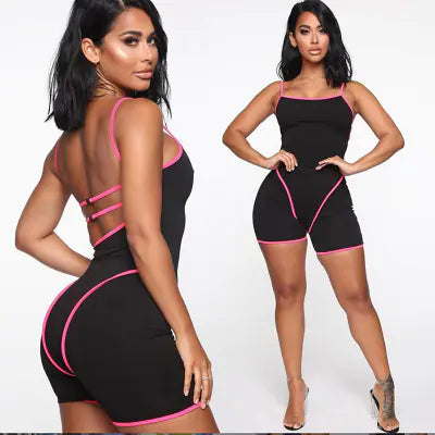 Women's Yoga Bodysuit with Open Back and Straps