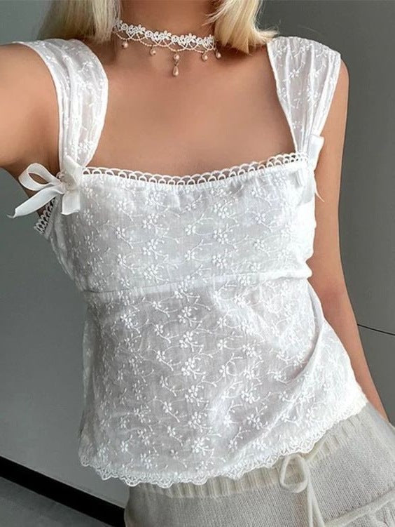 Spicy Pleated Skirt Lace Hem A-Line Strapless Top Embroidered High Waist Half Skirt Sweet Spicy Style