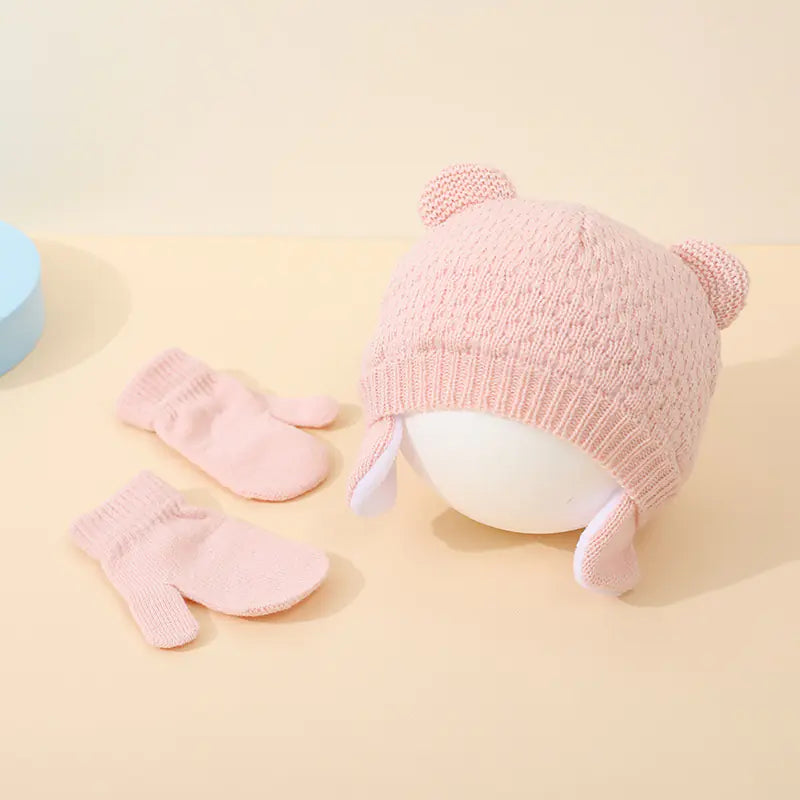 Children's Double Ball Wool Hat and Gloves Set