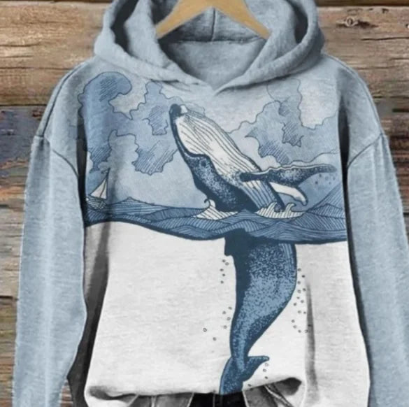 Hooded Sweatshirt Coat with Loose Draping Effect