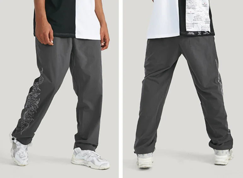 Men's Loose Fit Drawstring Windbreaker Pants