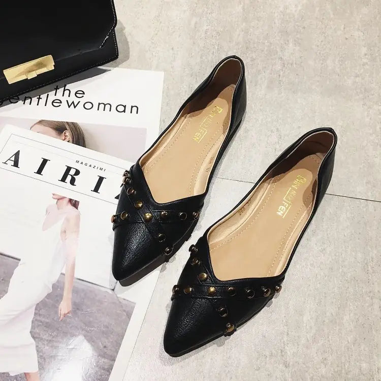 Pointed Toe Black Flat Shoes
