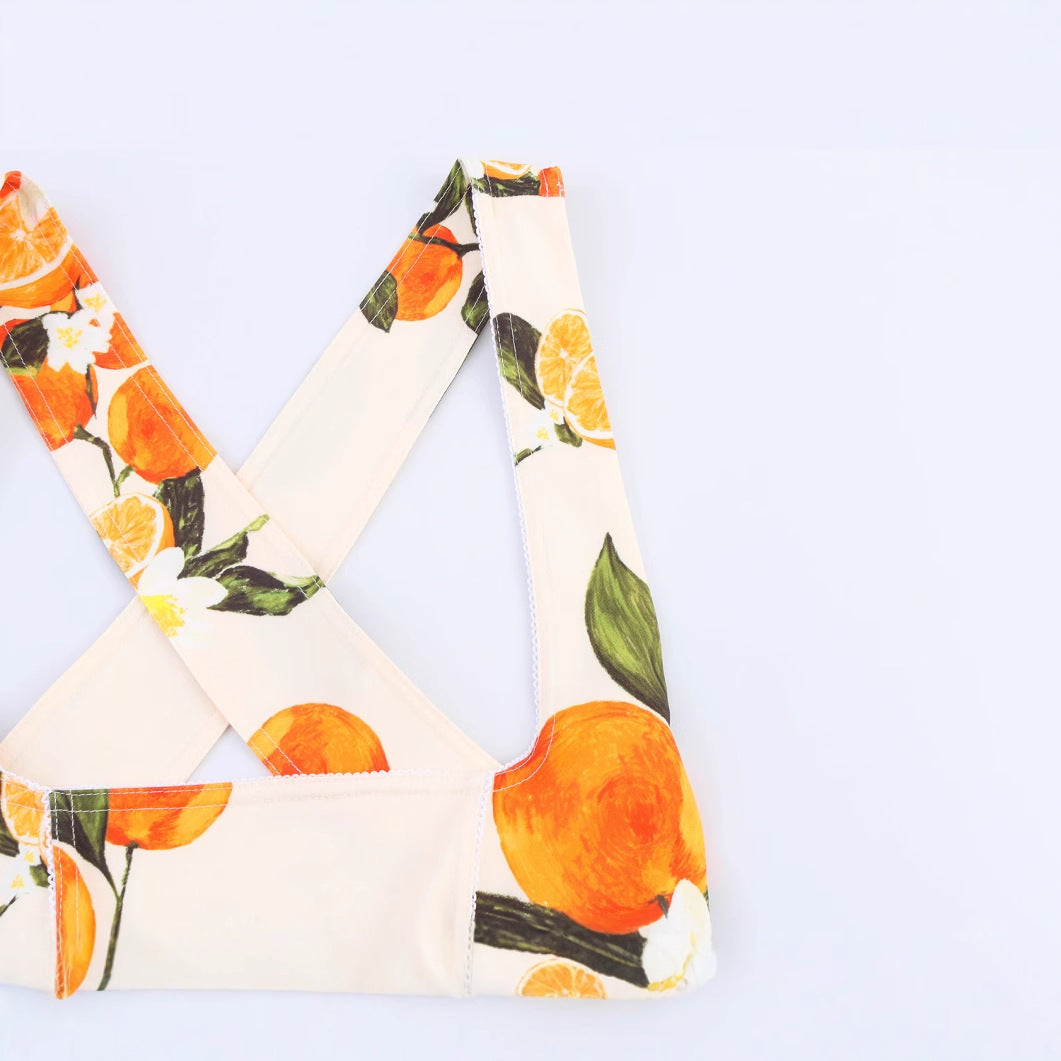 Low neck fruit patterned camisole dress for women
