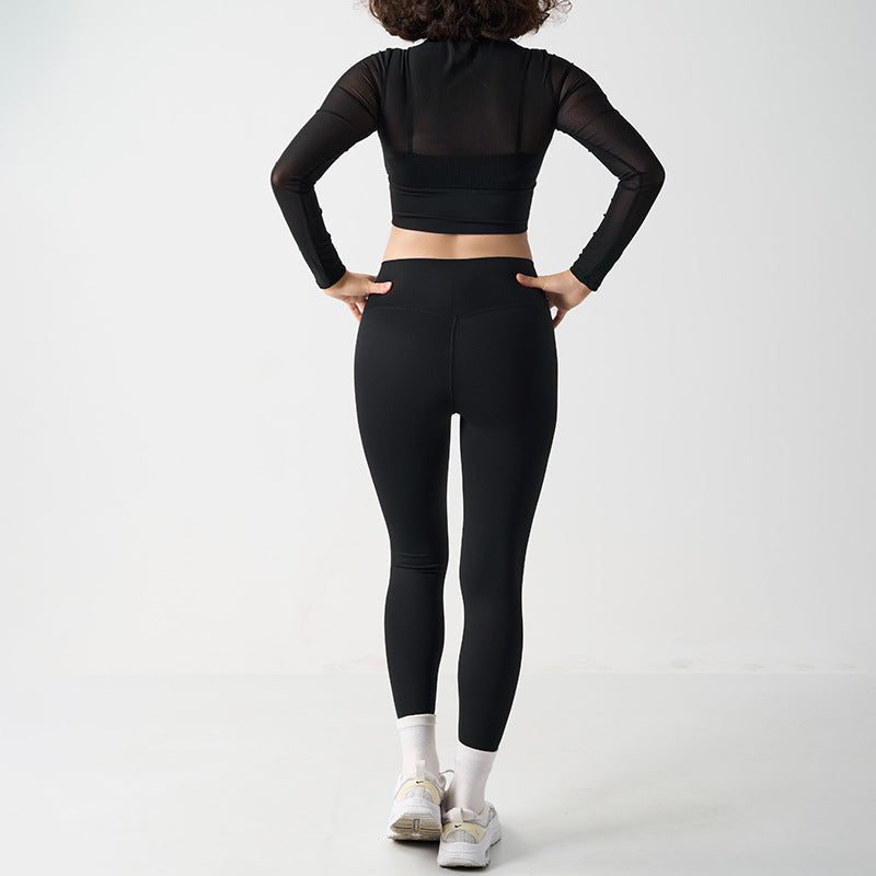 Mesh Sports Yoga Set Women's Mesh and High-Waisted Fitness Leggings