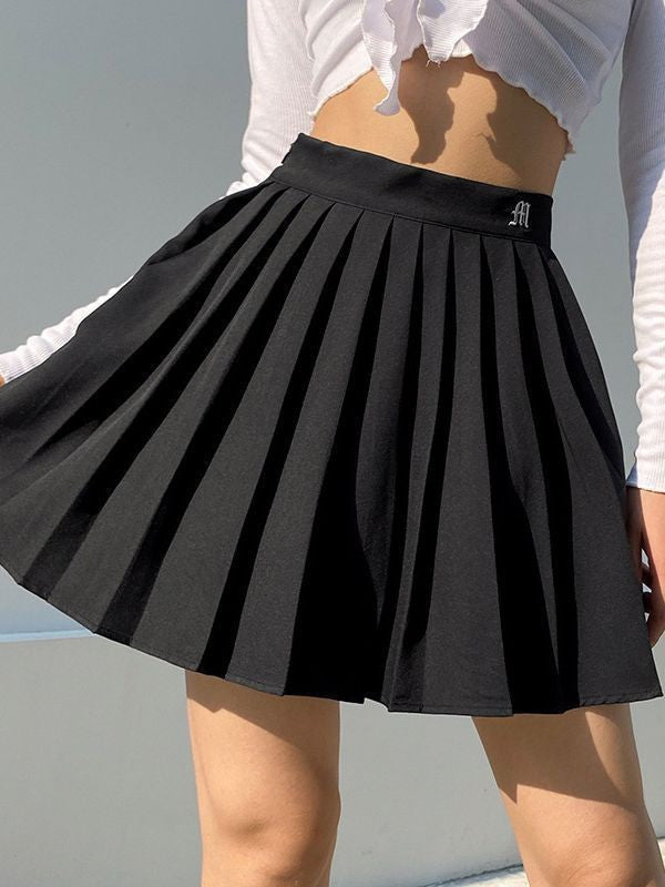 Spicy Pleated Skirt Lace Hem A-Line Strapless Top Embroidered High Waist Half Skirt Sweet Spicy Style