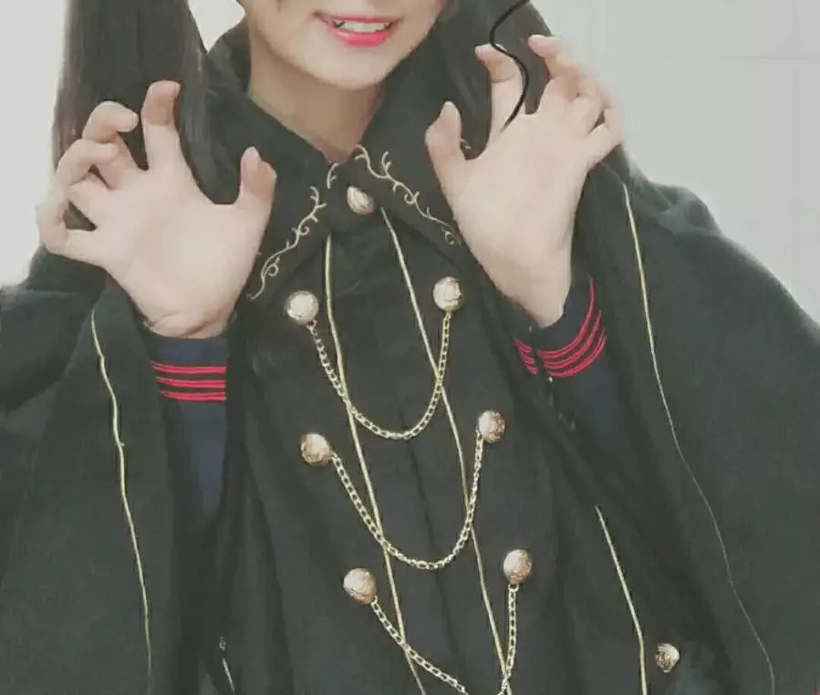 Bear-Themed Japanese Soft Girl Tailcoat Wool Cloak