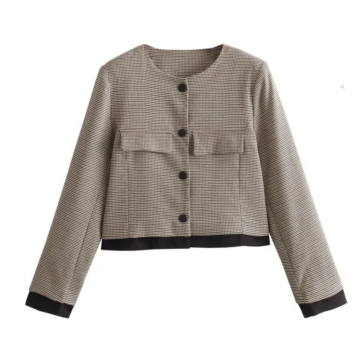 Women's Clothing INS Spliced Houndstooth Small Jacket Pleated Skirt Pants Set
