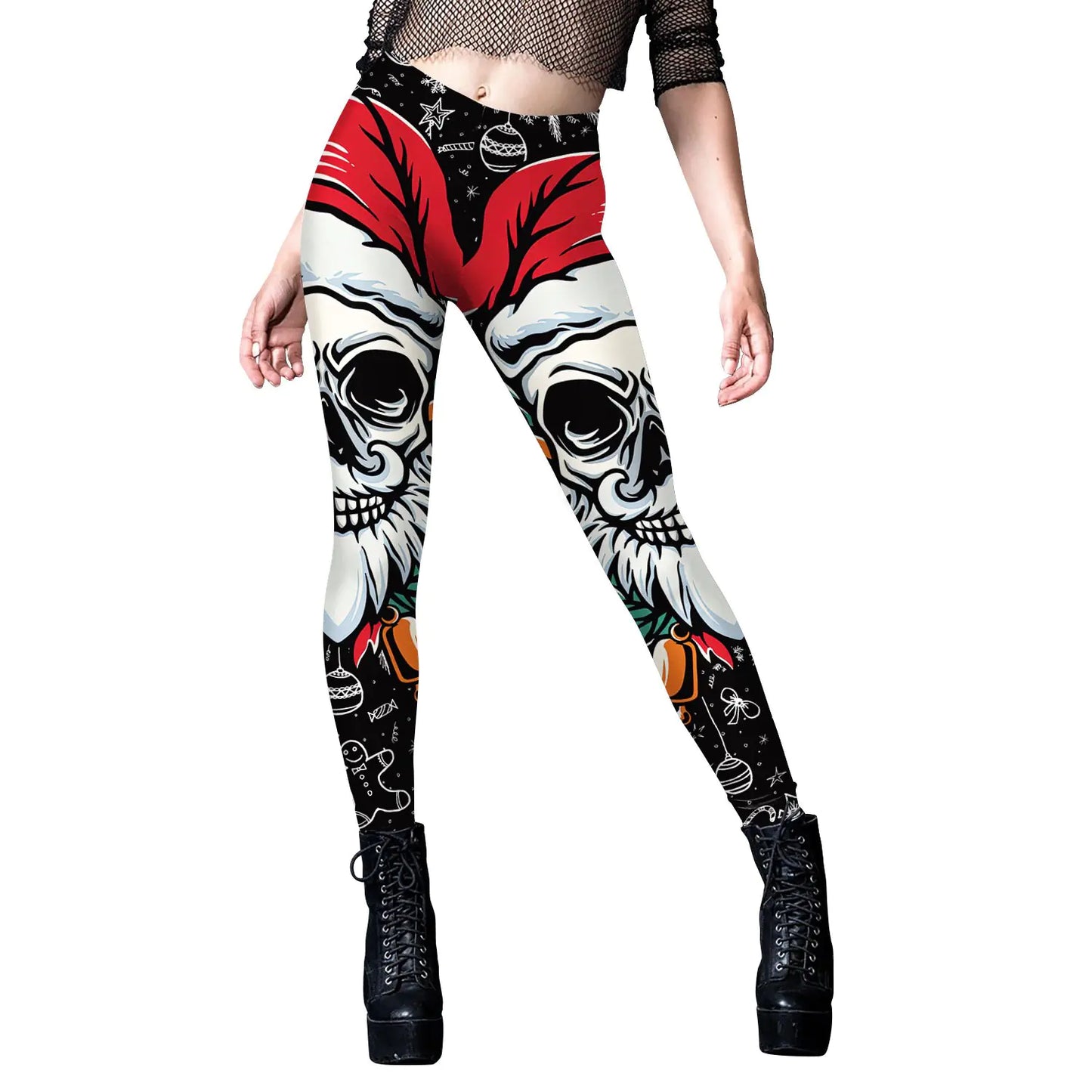 Women's Skull Print Tapered Yoga Leggings