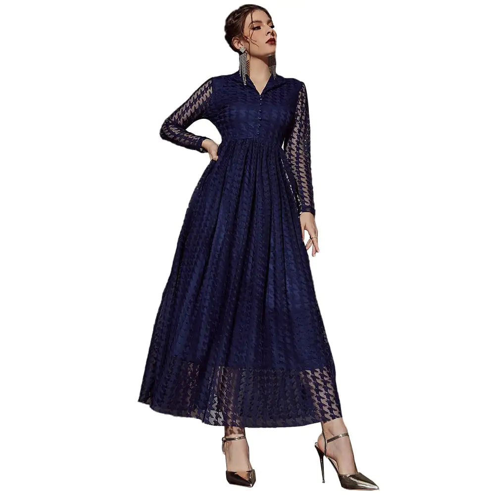 Casual Mesh Hollow V-Neck Dress for Women